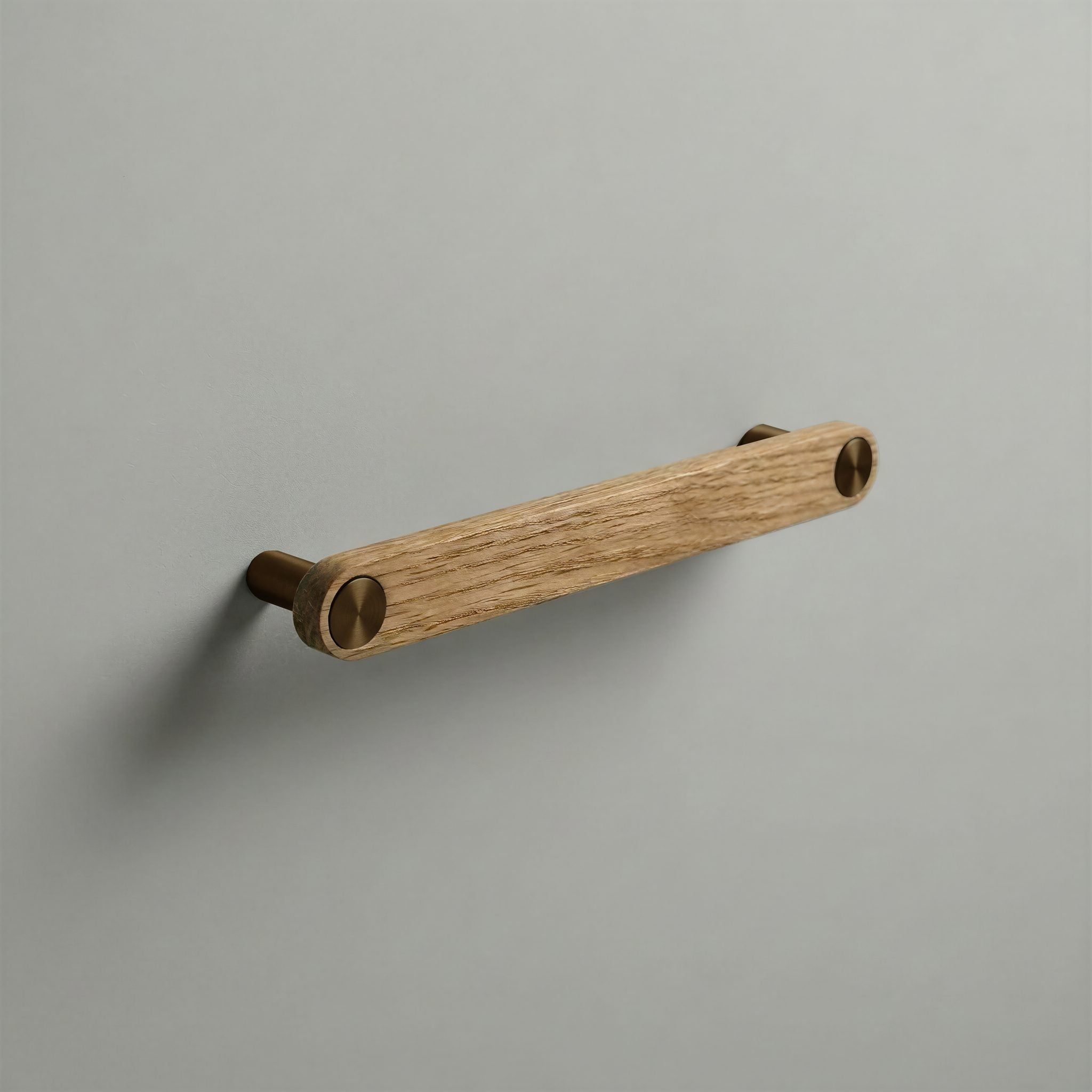 Oak Ensemble Handle in 160mm Centres with Aged Bronze button detail by Sloan Roberts.