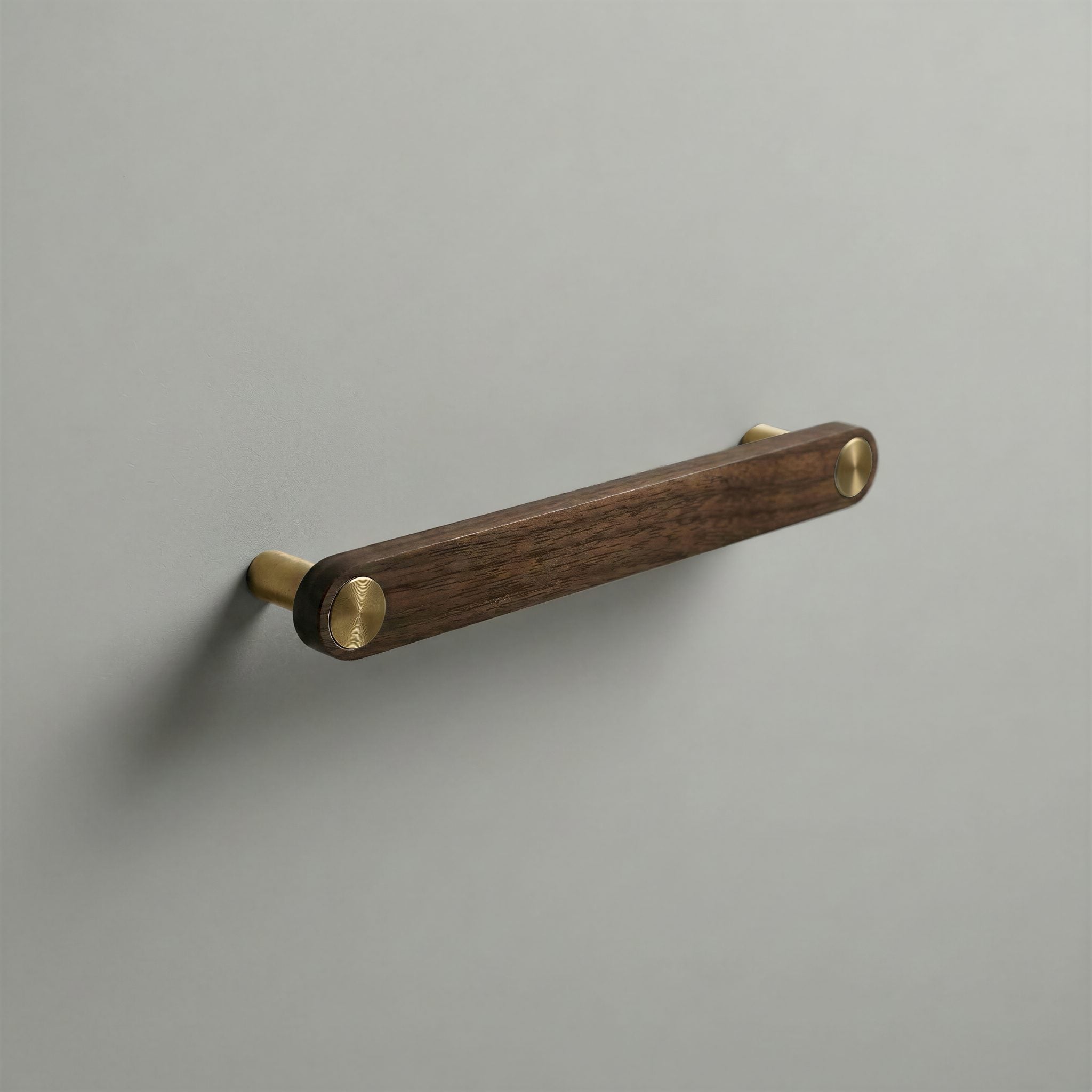 Walnut Ensemble Handle in 160mm Centres with Brass button detail by Sloan Roberts.