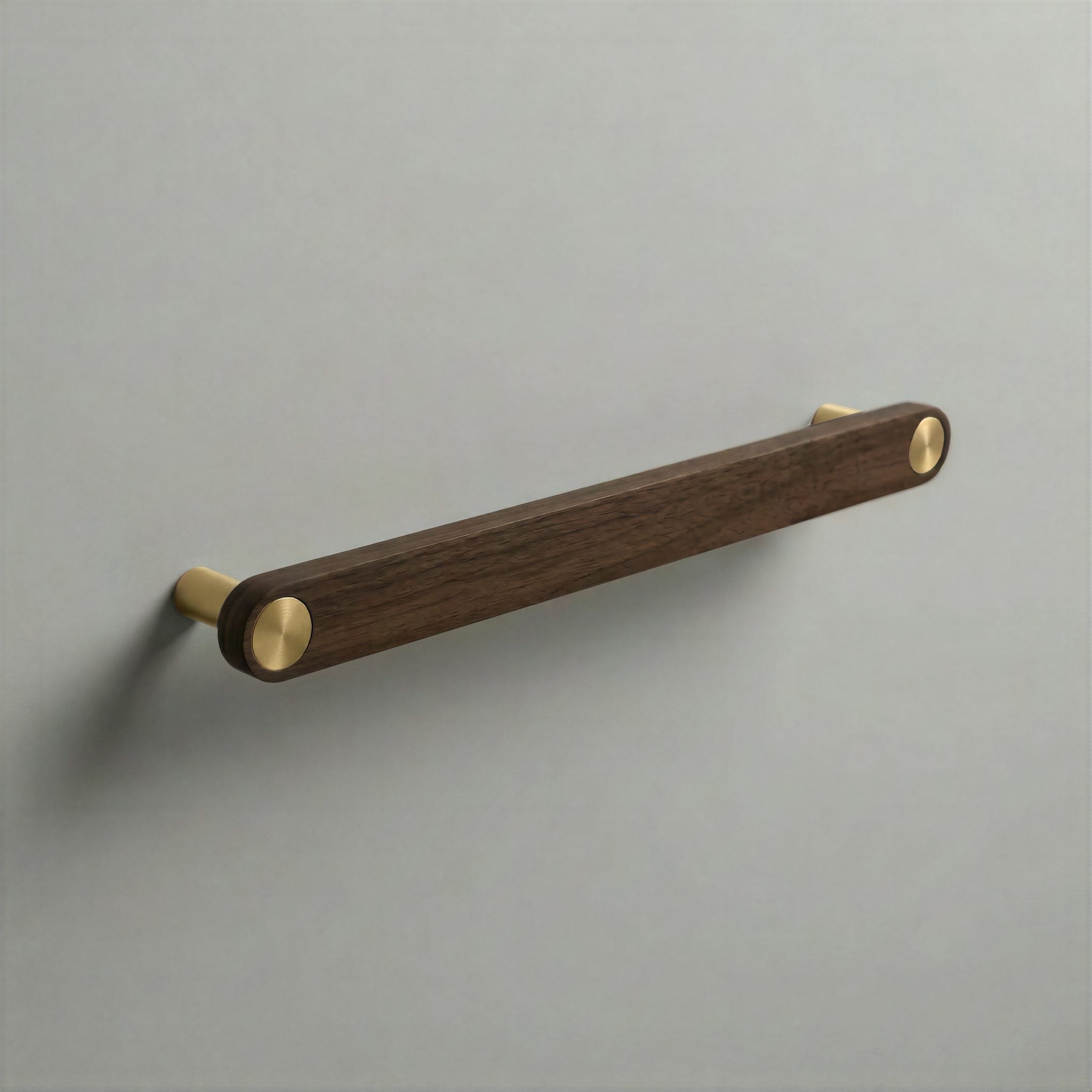 Walnut Ensemble Handle in 192mm Centres with Brass button detail by Sloan Roberts.