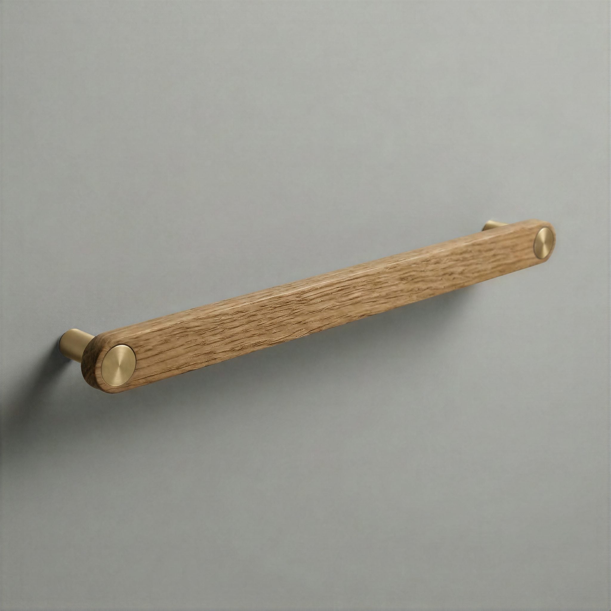Oak Ensemble Handle in 224mm Centres with Brass button detail by Sloan Roberts.