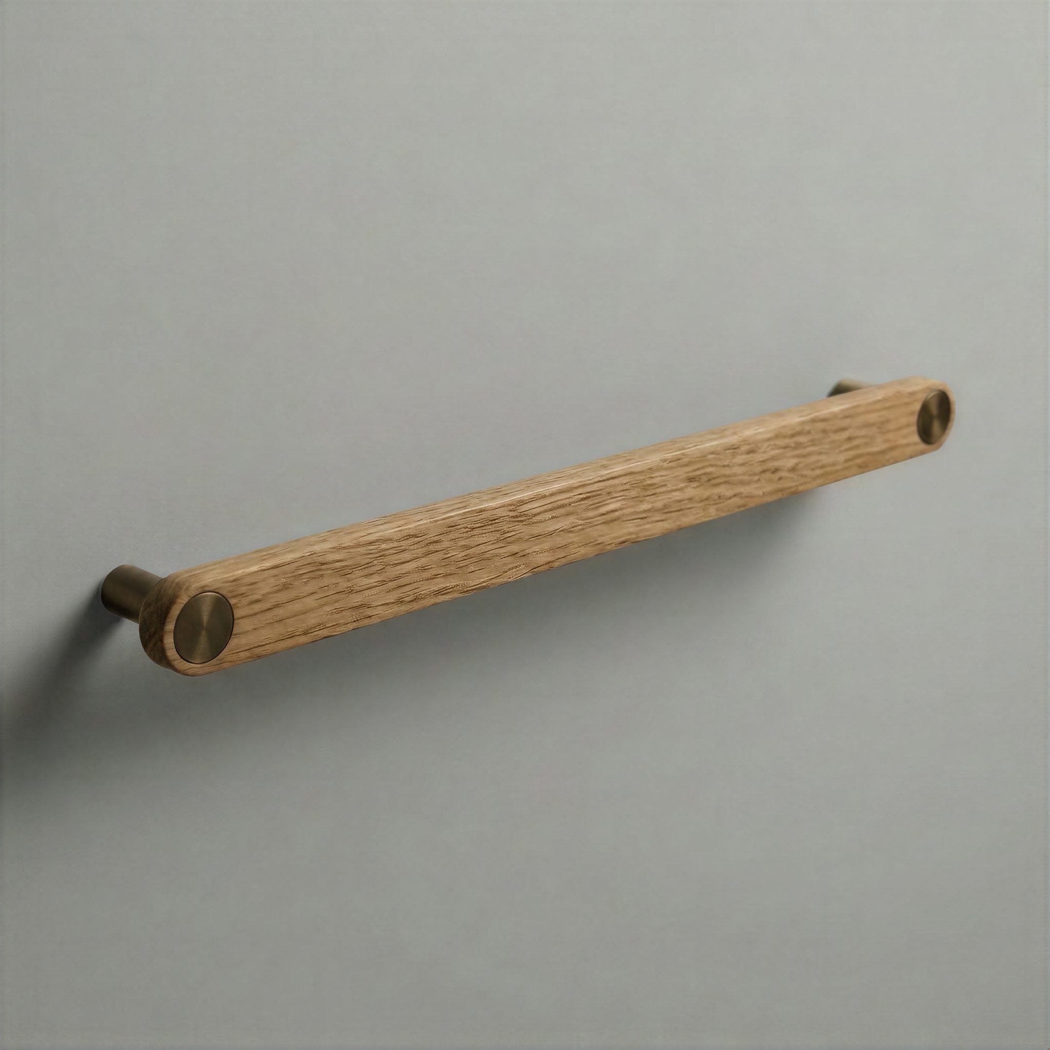 Oak Ensemble Handle in 224mm Centres with Aged Bronze button detail by Sloan Roberts.