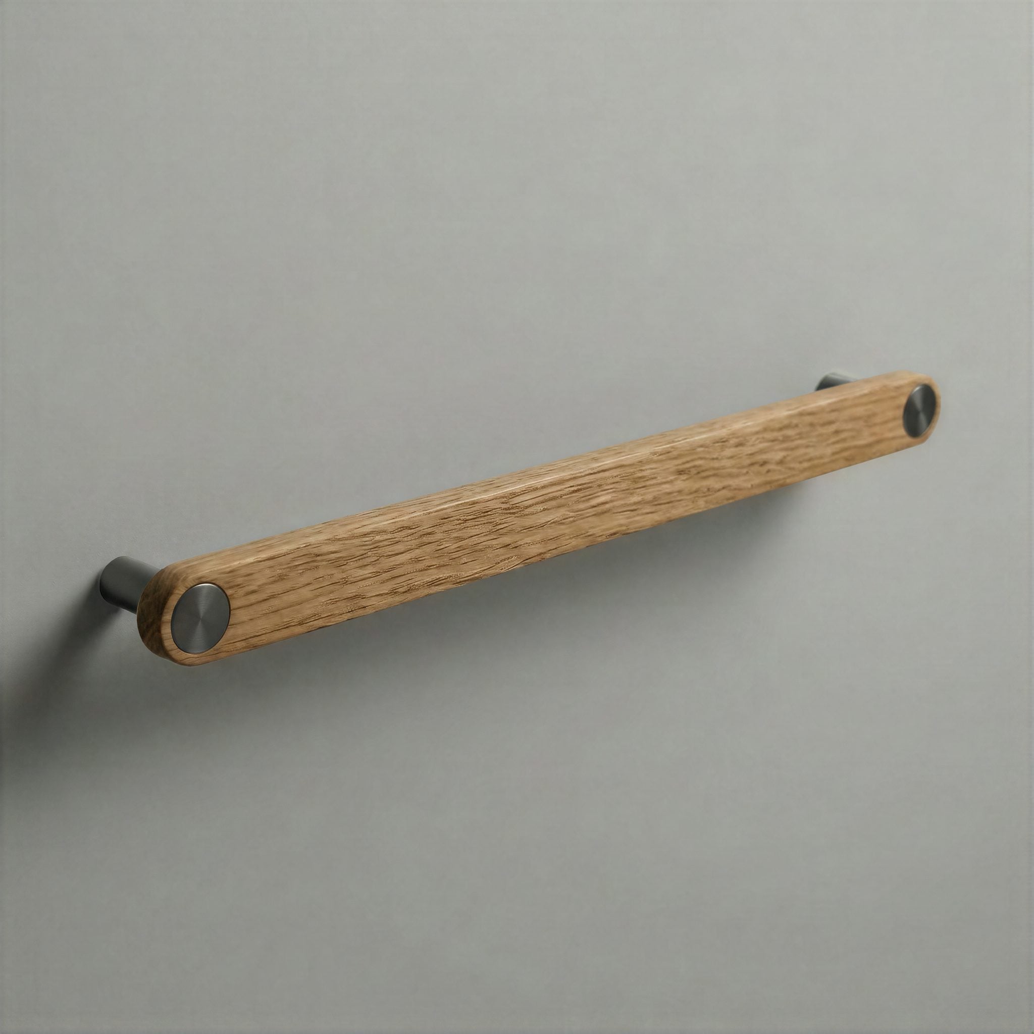 Oak Ensemble Handle in 224mm Centres with Gunmetal button detail by Sloan Roberts.