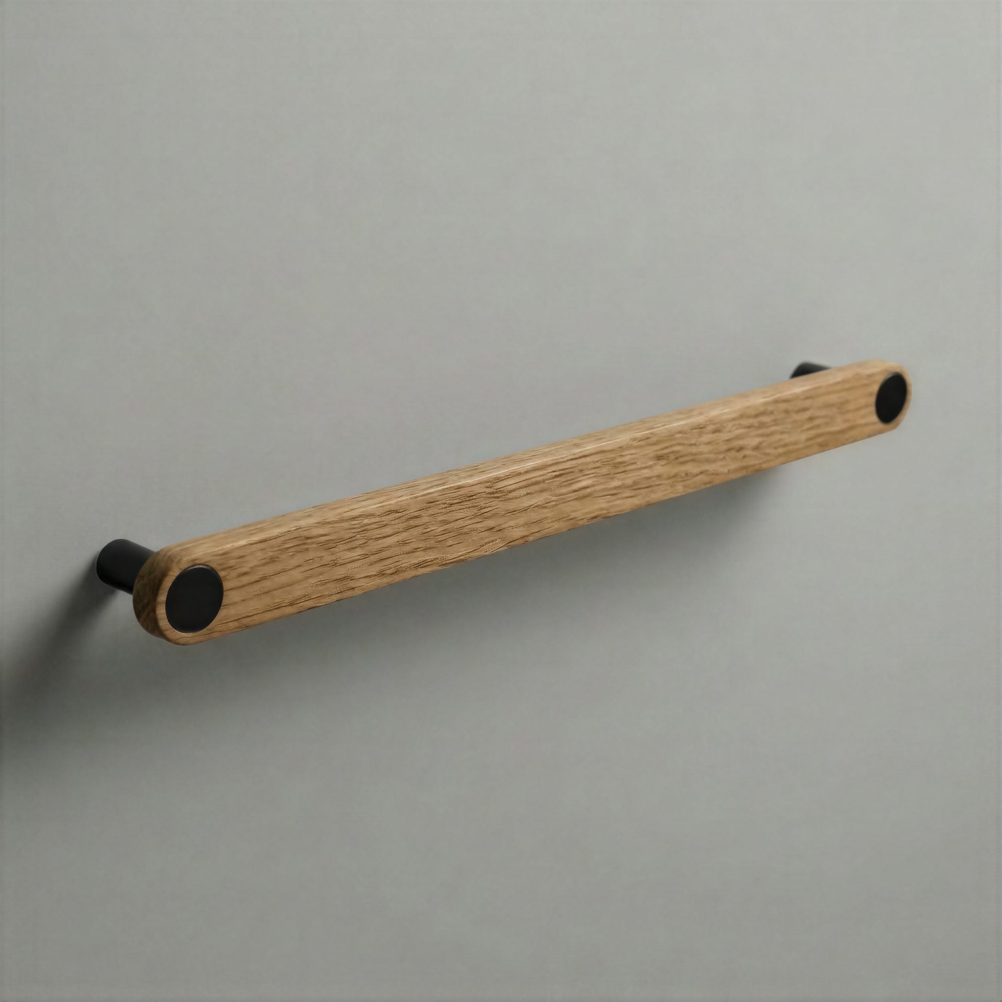 Oak Ensemble Handle in 224mm Centres with Matte Black button detail by Sloan Roberts.
