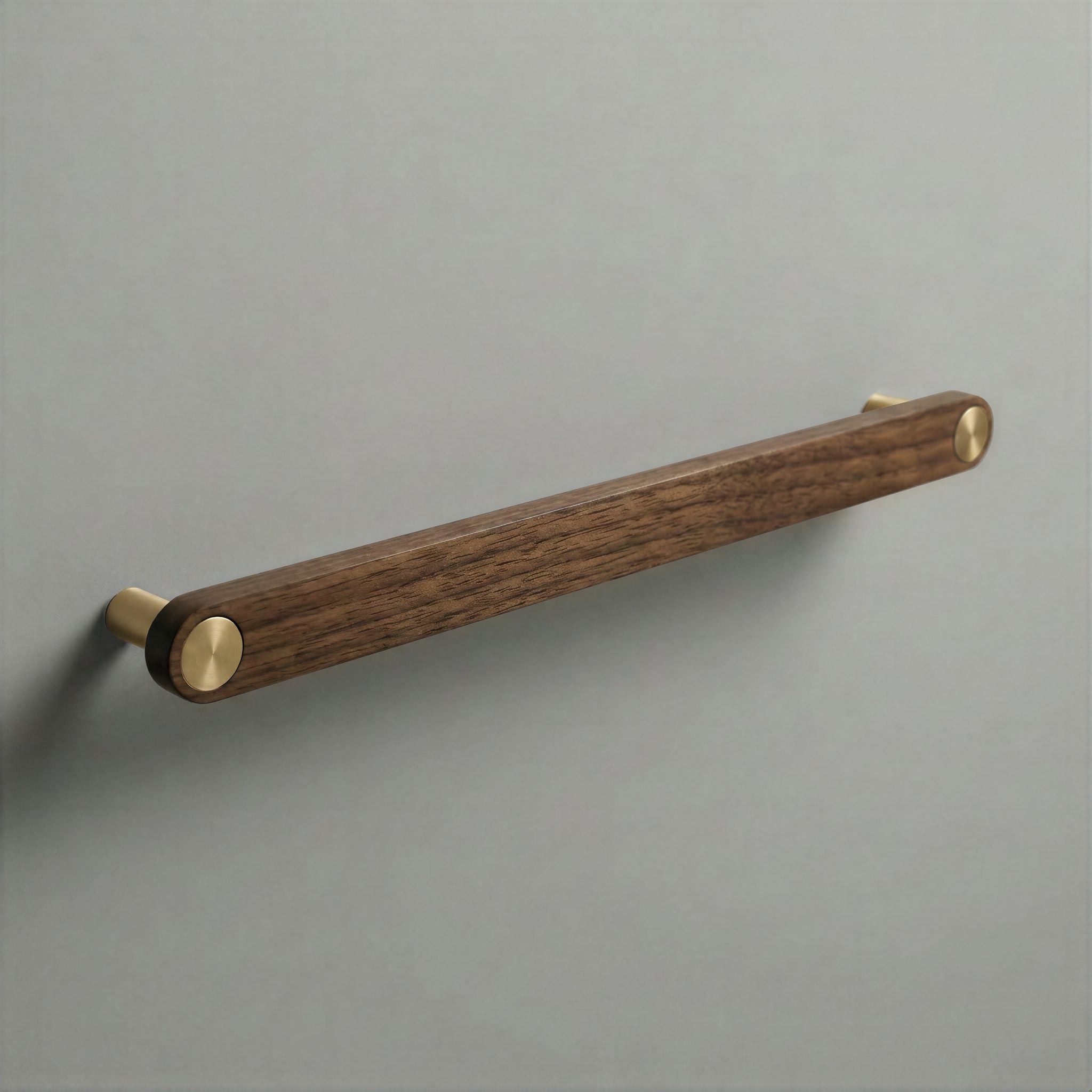 Walnut Ensemble Handle in 224mm Centres with Brass button detail by Sloan Roberts.