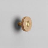 Oak Ensemble Handle in Knob size with Brass button detail by Sloan Roberts.