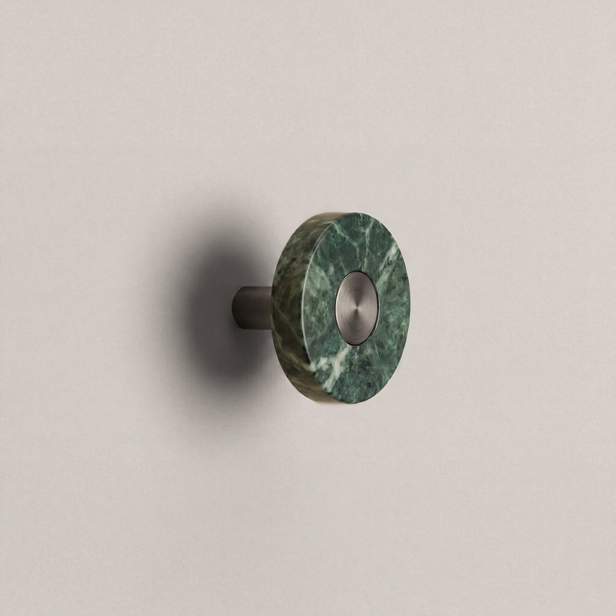 Green Marble Ensemble Handle in Knob size with Gunmetal button detail by Sloan Roberts.
