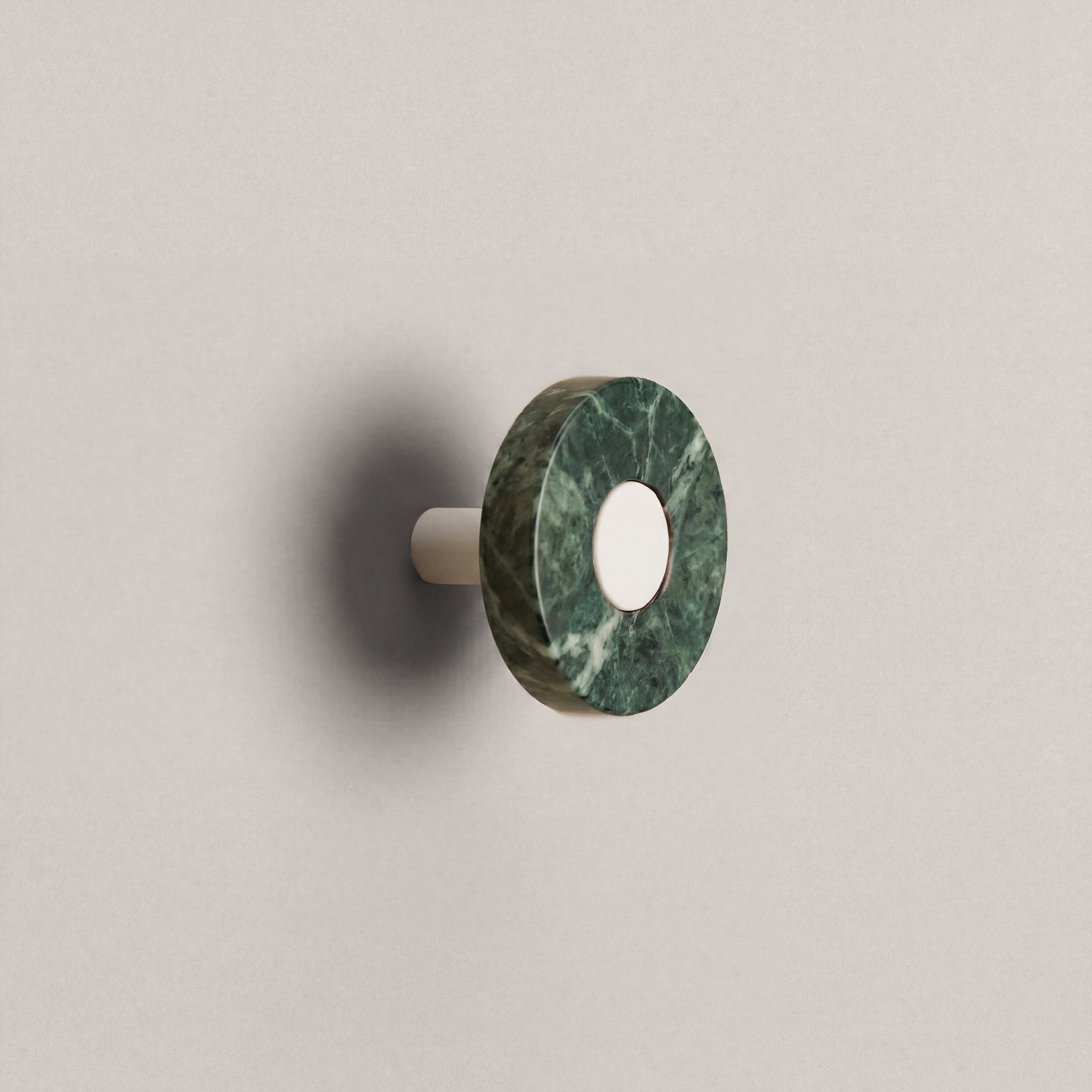 Green Marble Ensemble Handle in Knob size with Matte White button detail by Sloan Roberts.