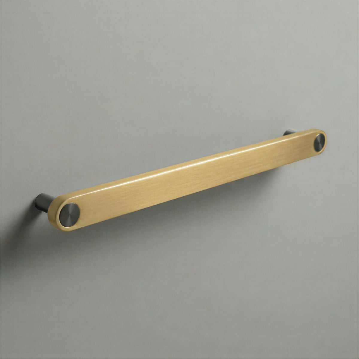 Brass Ensemble Handle in 224mm (8⅞″) Centres size with Gunmetal button detail by Sloan Roberts.