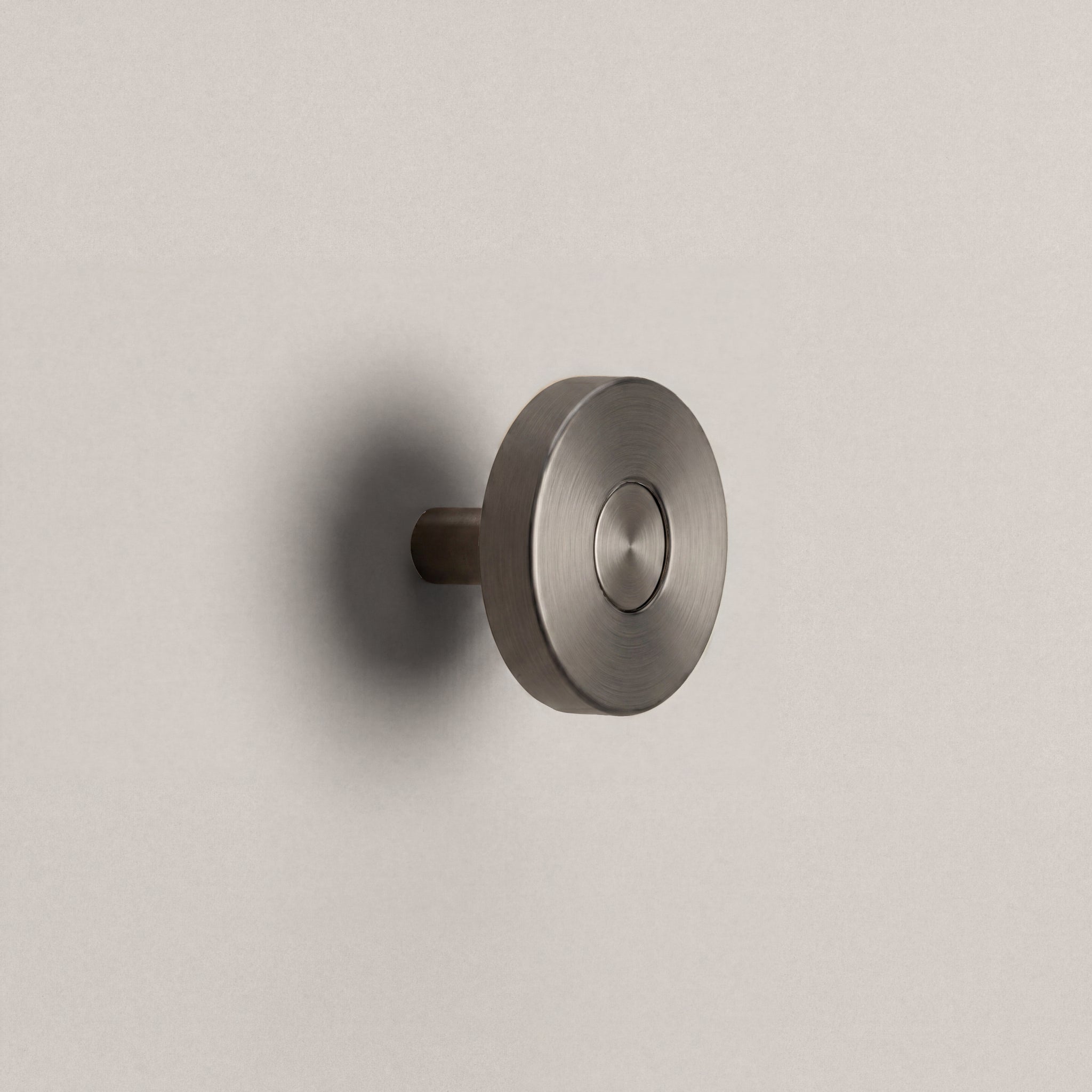 Gunmetal Ensemble Handle in Knob size with Gunmetal button detail by Sloan Roberts.