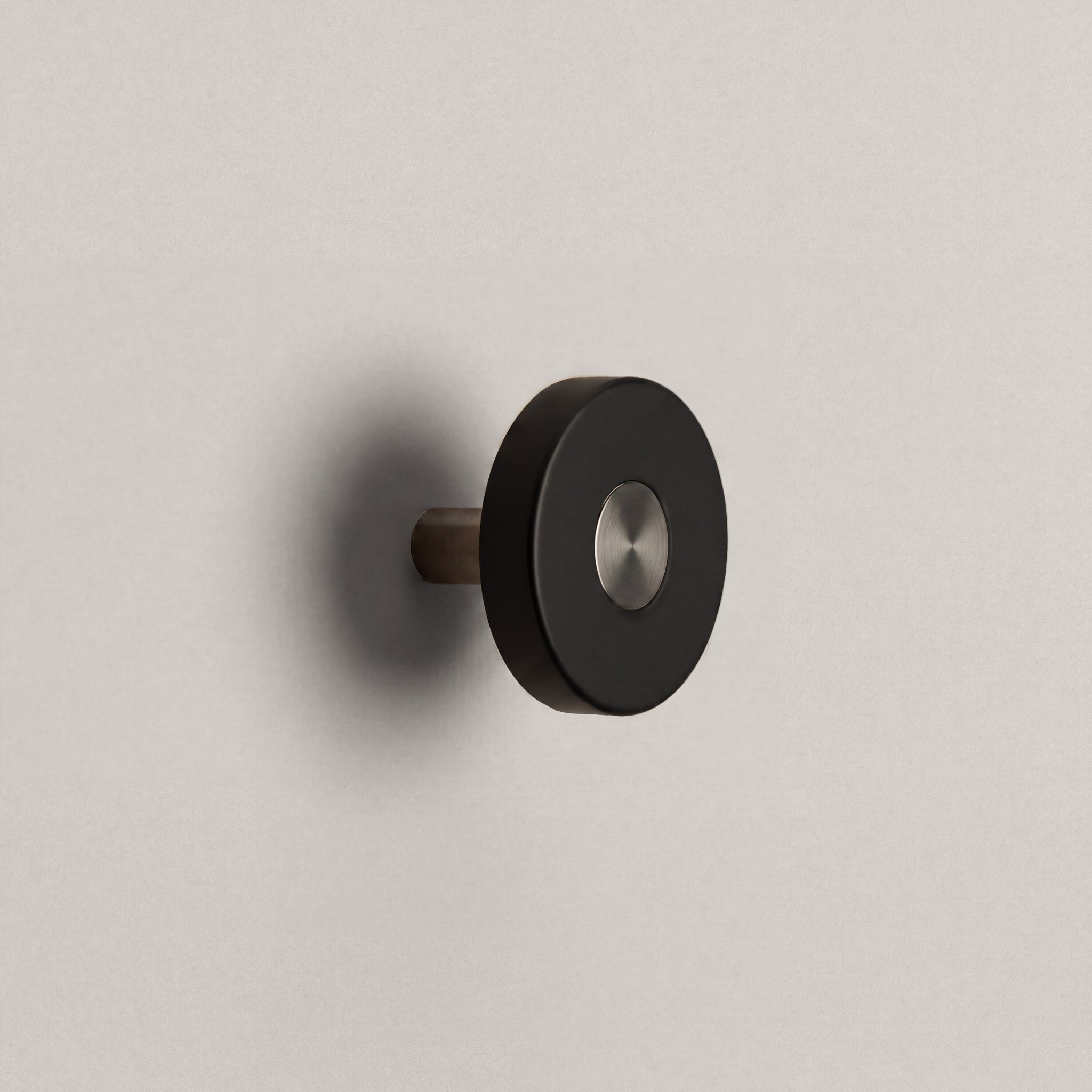 Matte Black Ensemble Handle in Knob size with Gunmetal button detail by Sloan Roberts.