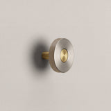 Brushed Steel Ensemble Handle in Knob size with Brass button detail by Sloan Roberts.