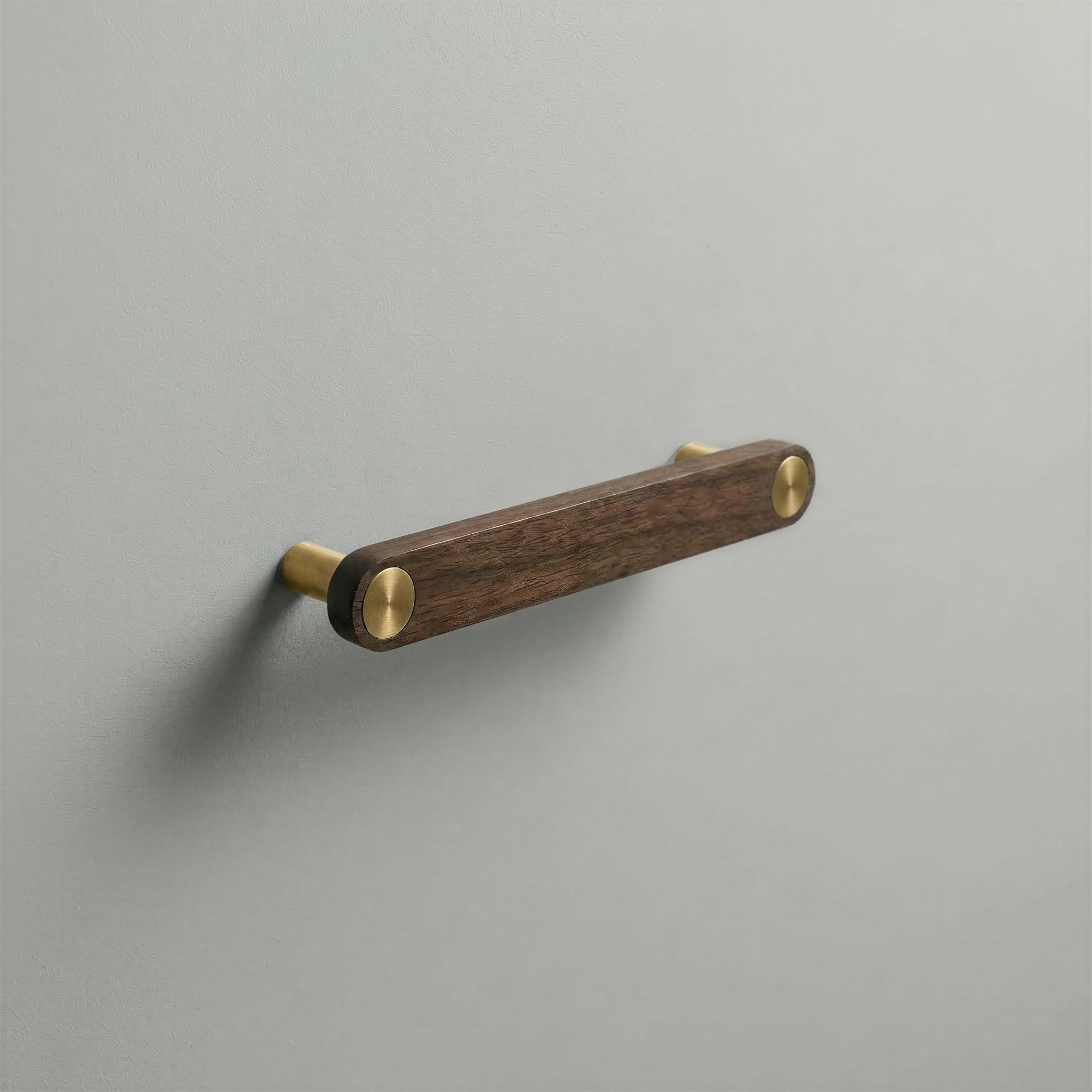 Walnut Ensemble Handle in 128mm Centres with Brass button detail by Sloan Roberts.