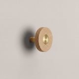 Oak Ensemble Handle in Knob size with Brass button detail by Sloan Roberts.