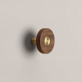 Walnut Ensemble Handle in Knob size with Brass button detail by Sloan Roberts.